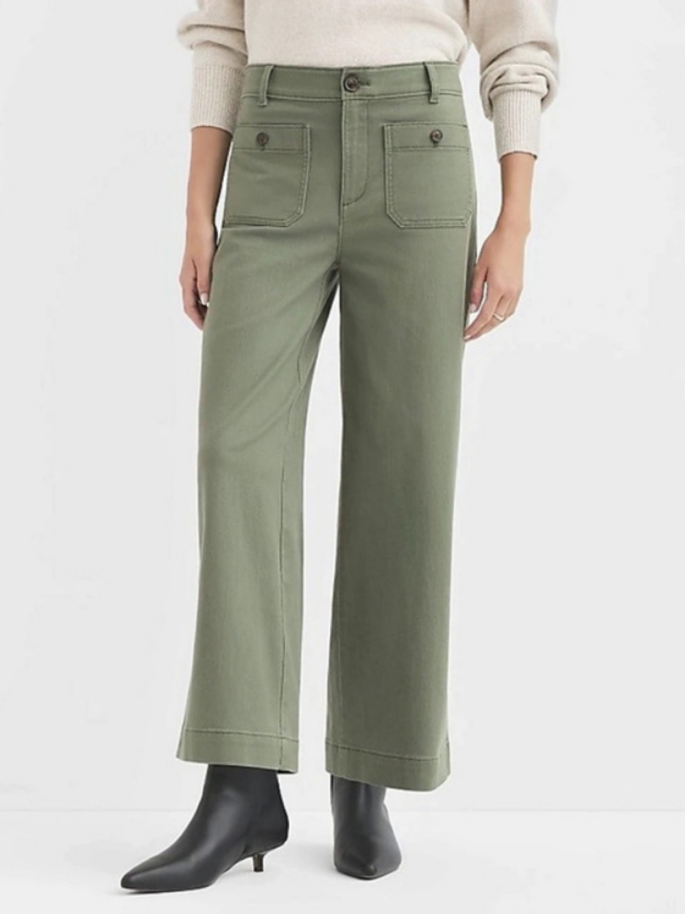 LOFT The Palmer Wide Leg Pants in Green, 12 Petite